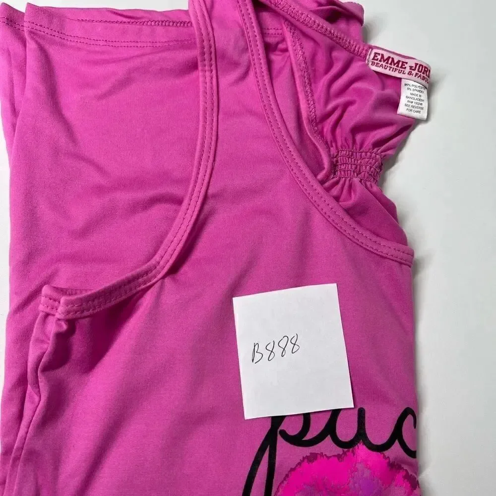 Emme Jordan Pink Cross Straps Tank Top-Size L